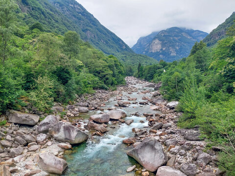 Maggia valley in Ticino, Switzerland