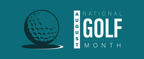 National golf month. Observed annually in the August. Vector poster, banner, card.