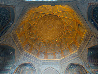 Shah Jahan Mosque Picturesque View of an Empty Fountain with Trees on a Sunny Blue Sky Day