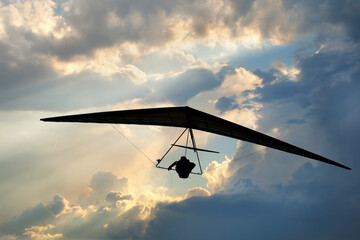 Real racing sport hang glider silhouette - 619093078