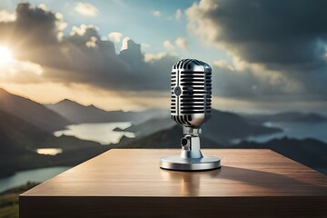 vintage microphone on stage