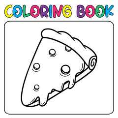 Vector pizza food for children's coloring page vector icon illustration