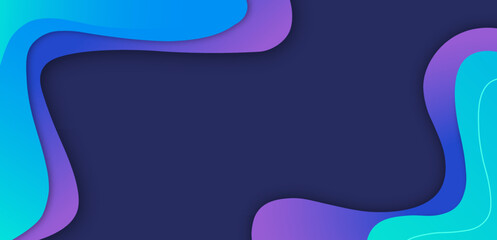 Abstract blue background with waves, blue fluid background with purple and light blue wavy shapes, Premium vector background design