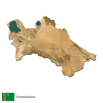 Turkmenistan Topography Country  Map Vector