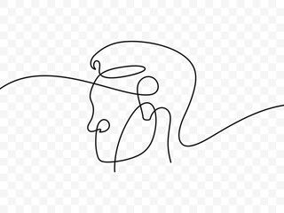 Continuous line drawing of a male portrait vector design. One line drawing of a human face in a minimalist style graphic design