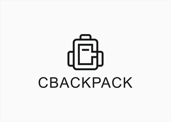 Fototapeta premium letter c with a backpack logo design vector silhouette illustration
