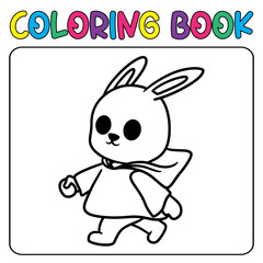 Vector cute bunny for children's coloring page vector icon illustration