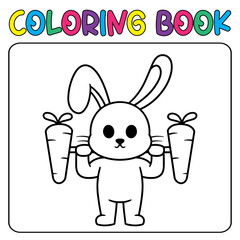 Vector cute bunny for children's coloring page vector icon illustration