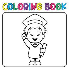 Vector cute graduation people for children's coloring page vector illustration