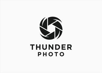 camera with lightning logo design vector silhouette illustration