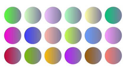 Colorful Flint Color Shade Linear Gradient Palette Swatches Web Kit Circles Template Set