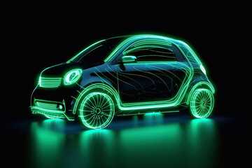 Naklejka premium Eco-transport. Electric car. Take care of the environment. Climate control. Ecological car. Generative AI 