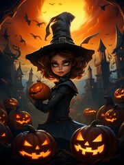 Halloween Greetings card, beautiful background design, spooky, scary wallpaper, Generative AI