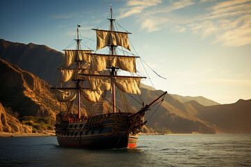 Fototapeta premium ship in the sea