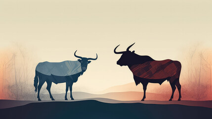 Simple Bull Market Illustration Art for Stocks and Investments.