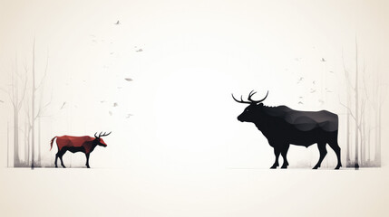 Simple Bull Market Illustration Art for Stocks and Investments.