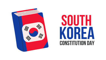 South Korea Constitution Day Banner Vector illustration. South Korea flag and book of constitutions. 