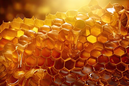 background honeycomb with honey 
