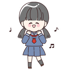 楽しい女学生のイラスト