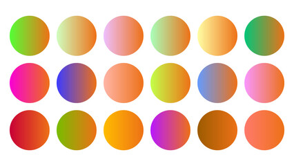 Colorful Carrot Color Shade Linear Gradient Palette Swatches Web Kit Circles Template Set