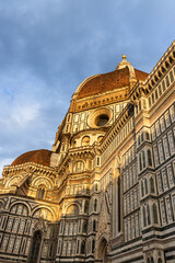 Closeup of Santa Maria del Fiore or popularly known as Duomo of Florence is popular historic attraction in Florence, Italy