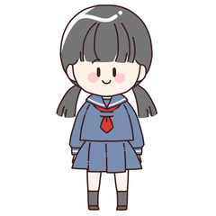笑う女学生のイラスト