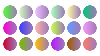 Colorful Heather Color Shade Linear Gradient Palette Swatches Web Kit Circles Template Set
