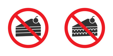 Cake forbidden icon. Vector illustration.