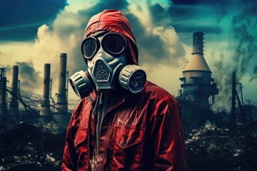 A man in a gas mask, Nuclear war