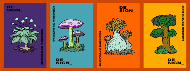 tree set illustration design for poster, banner, background, etc