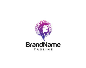 Musical note with women silhouette logo