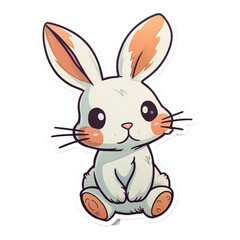 Cute rabbit cartoon style stickers, Generative AI