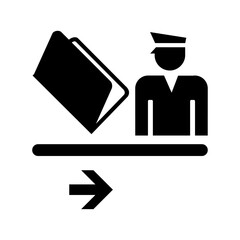 ISO 7001 BP 011: Manual passport control. International Standard Public information sign. Immigration pictogram, immigration sign.