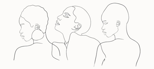 Abstract woman silhouettes set Fashion female portrait in pastel colors. Contemporary art poster. Graphic for social media post