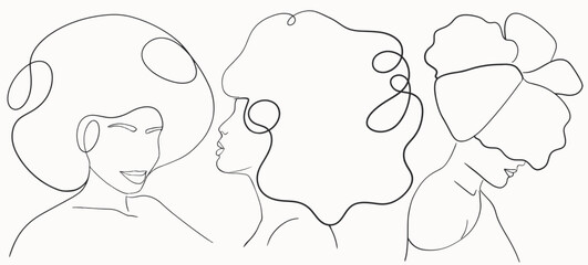 Abstract woman silhouettes set Fashion female portrait in pastel colors. Contemporary art poster. Graphic for social media post