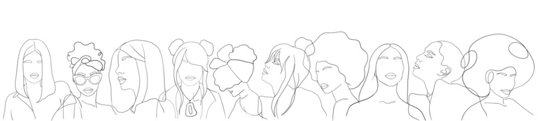 Abstract woman silhouettes set Fashion female portrait in pastel colors. Contemporary art poster. Graphic for social media post