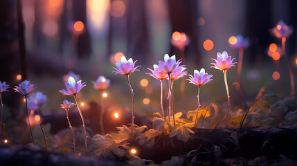 Obraz na płótnie Canvas Bright forest flowers with a beautiful blurred background.