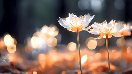 Bright forest flowers with a beautiful blurred background.