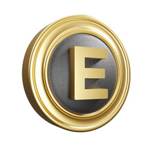 3d golden uppercase letter e