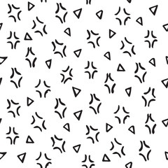 doodle pattern. seamless pattern. drawn by hand. drawing in black. hearts. dots. for textiles and wrapping packages. squares and flowers. vector illustration. black color. on a white background.