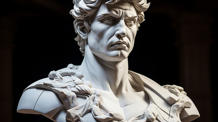 Gypsum statue of David's head. Michelangelo's David statue. Generative Ai