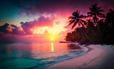 sunset over the beach