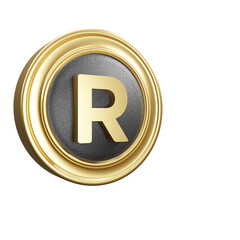 3d golden uppercase letter r