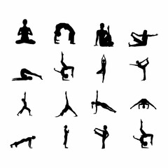 set of yoga silhouette vector illustration