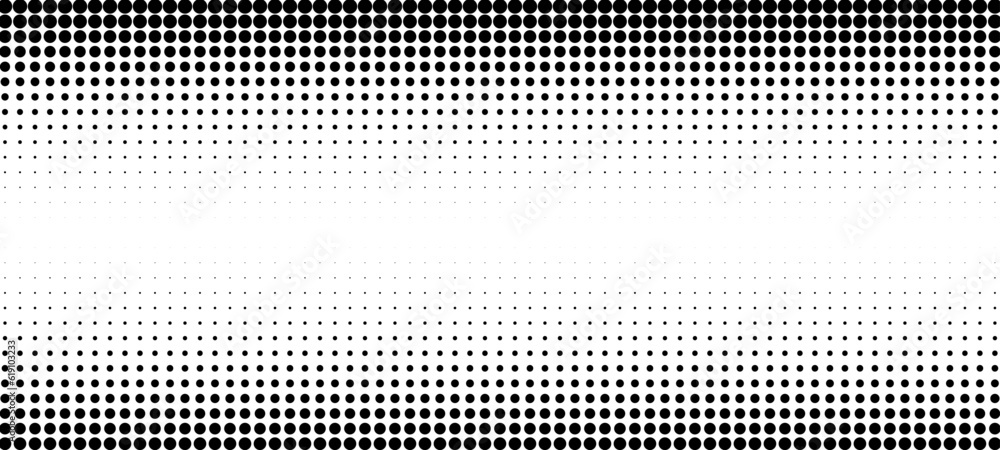 Poster Vertical gradient of black and white dots. Halftone texture. Vector illustration. Monochrome dots background.