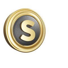 3d golden lowercase letter s