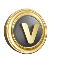 3d golden lowercase letter v