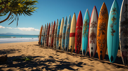 Surfboards at the Beach. Generative Ai