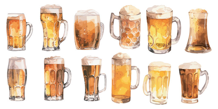 watercolor beer glass clipart for graphic resources