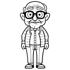 elderly man, old man, Cute elderly man outline vector illustration